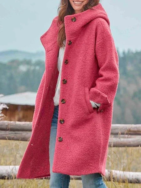 Manteau en mérinos à manches longues et boutons