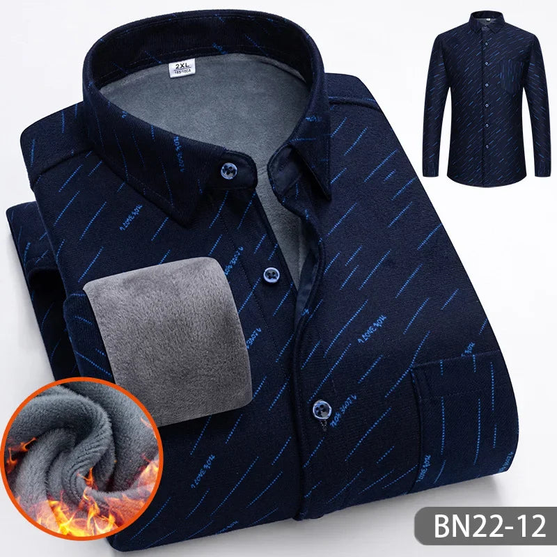 Chemise thermique doublée en polaire pour homme