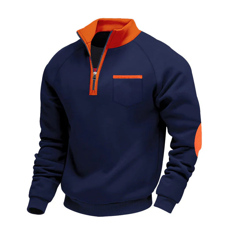 Pull confortable pour homme Ă demi-zip et col montant