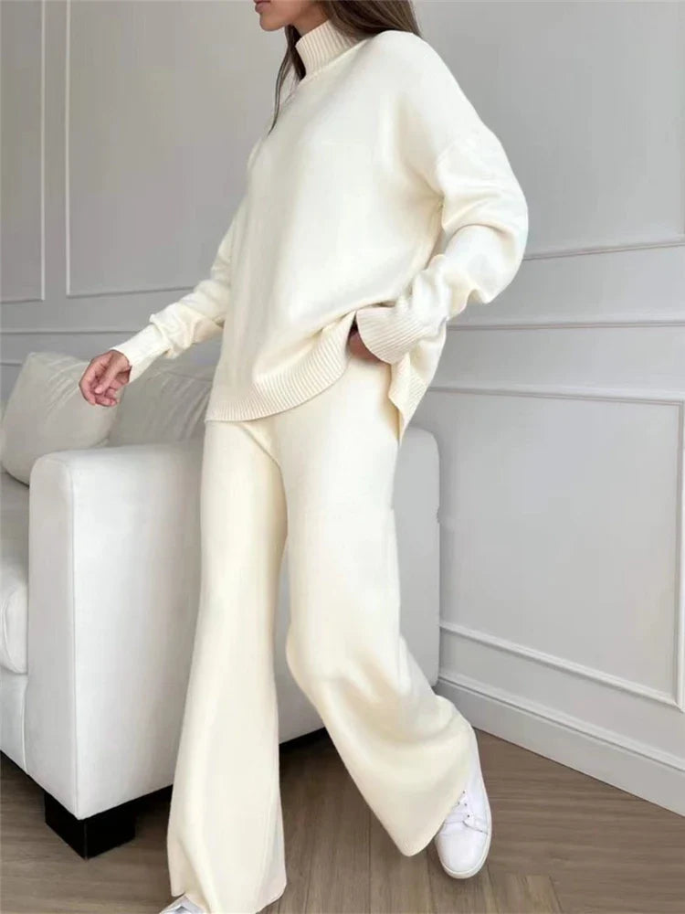 Ensemble Femme Haut de Voyage à Col Montant avec Zip Latéral & Pantalon Droit