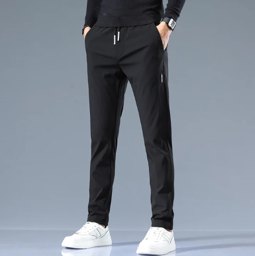 Pantalon slim droit pour homme en mélange de coton