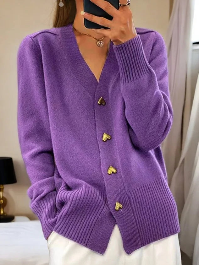 đ„VĂȘtements femme automne/hiver, couleur unie, cardigan en laine Ă boutons đ„