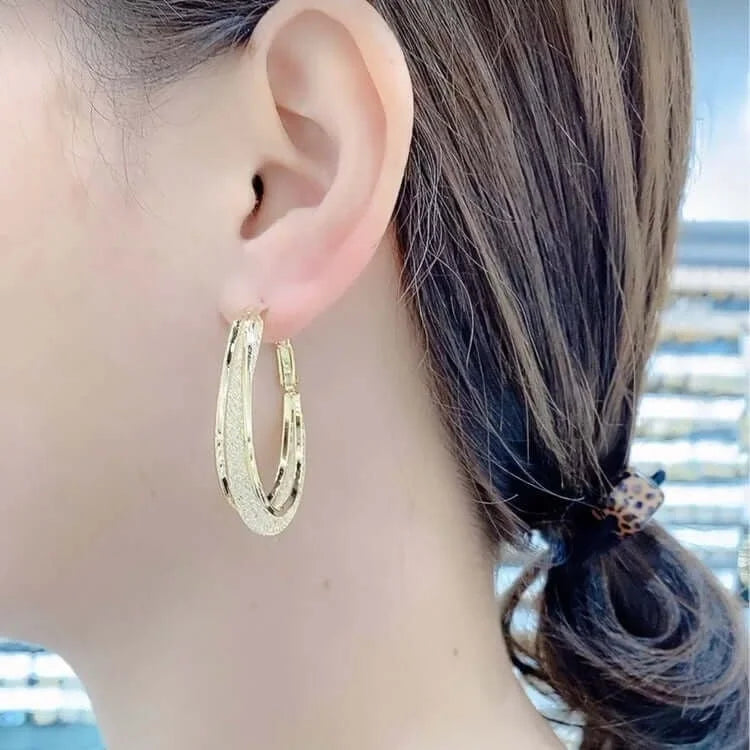 Boucles d’oreilles créoles ovales en maille tressée pour femme en argent sterling 925