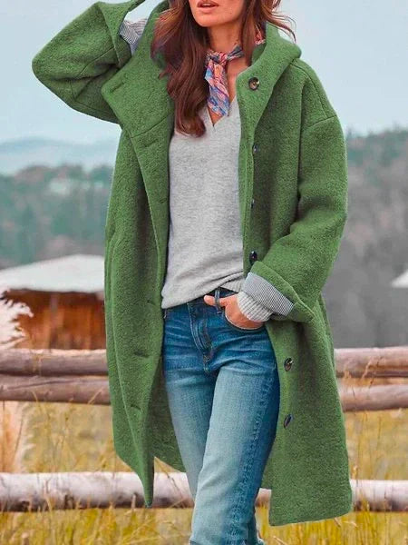 Manteau en mérinos à manches longues et boutons