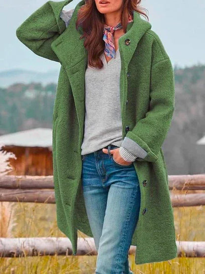 Manteau en mérinos à manches longues et boutons