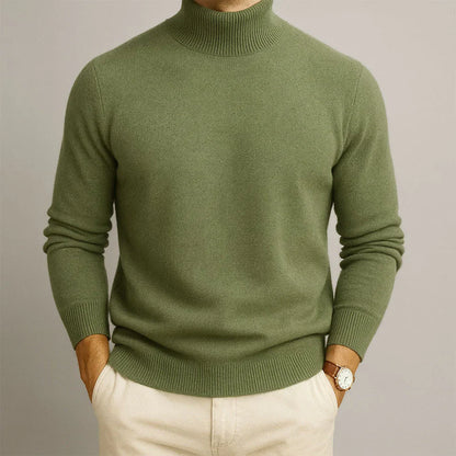Pull confortable à col roulé en maille douce pour homme