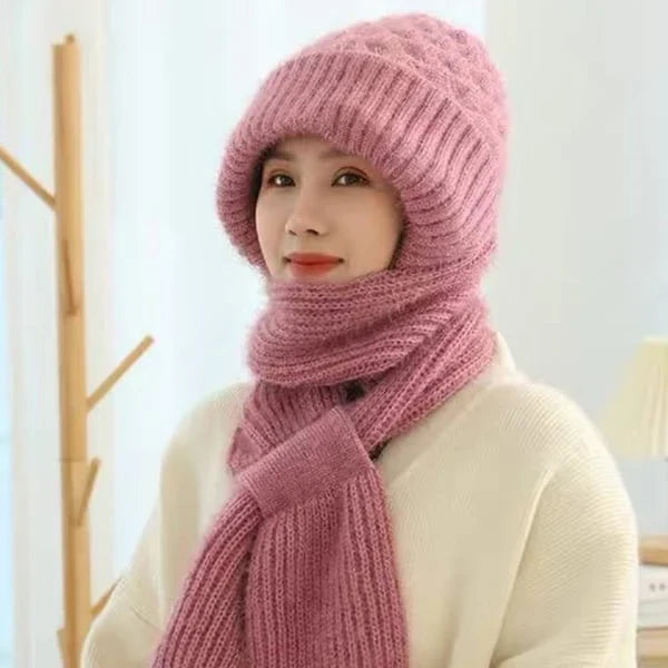 Bonnet et écharpe coupe-vent doublés en polaire pour femme avec protection des oreilles