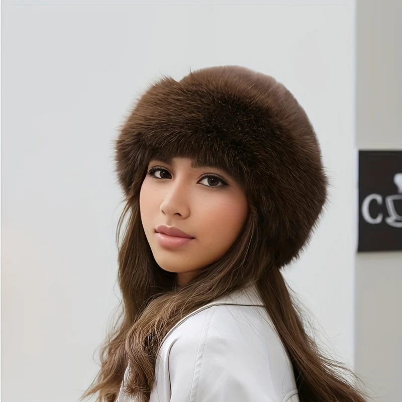 Chapeau d'hiver élégant en fausse fourrure pour femme