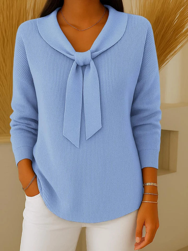 Pull Femme Uni à Liens avec Manches Longues