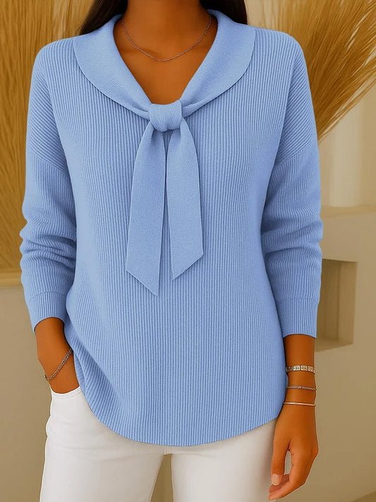 Pull Femme Uni à Liens avec Manches Longues
