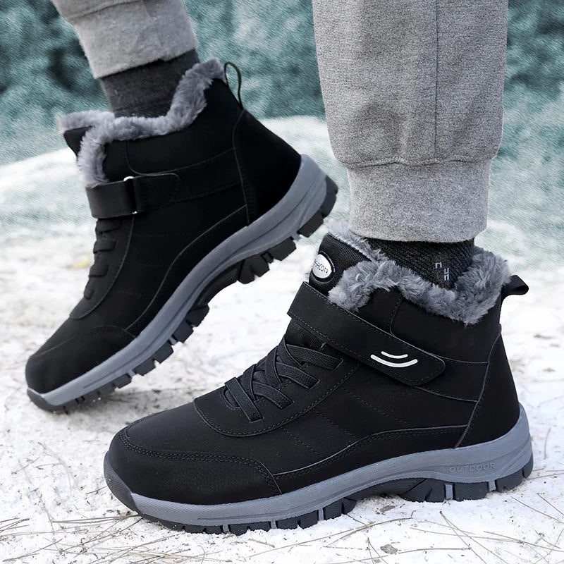 Bottes d'hiver imperméables doublées en polaire pour hommes, coupe large