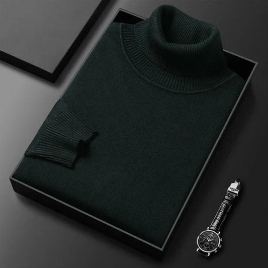 Pull à col roulé premium uni pour homme