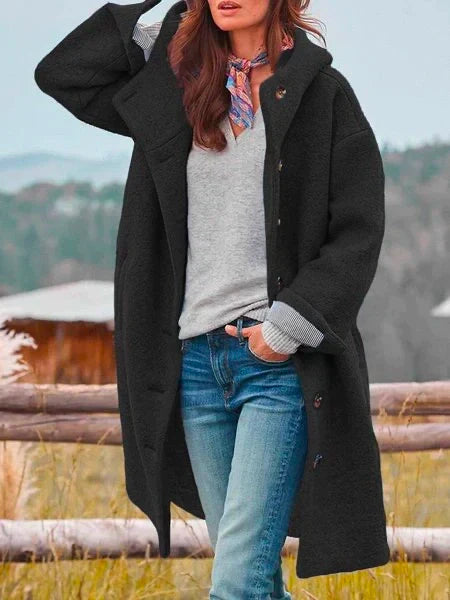 Manteau en mérinos à manches longues et boutons