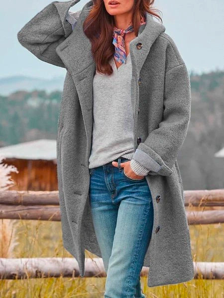 Manteau en mérinos à manches longues et boutons
