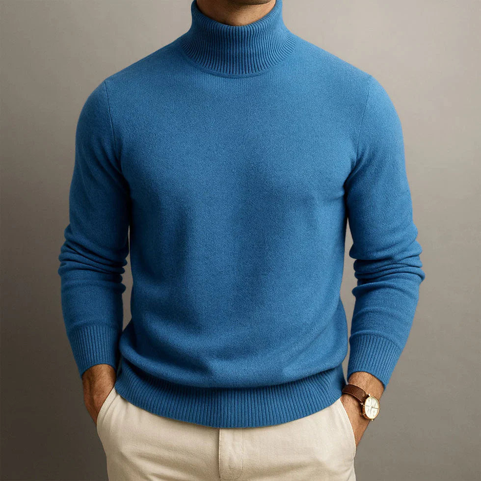 Pull confortable à col roulé en maille douce pour homme