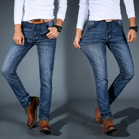 Jeans fuselés extensibles 4 directions de qualité supérieure pour hommes