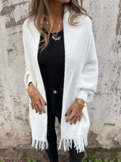 Manteau à manches longues pour femme avec franges, pour tous les jours