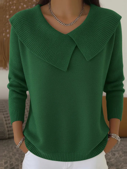 Pull de Noël Femme en Maille avec Col à Revers