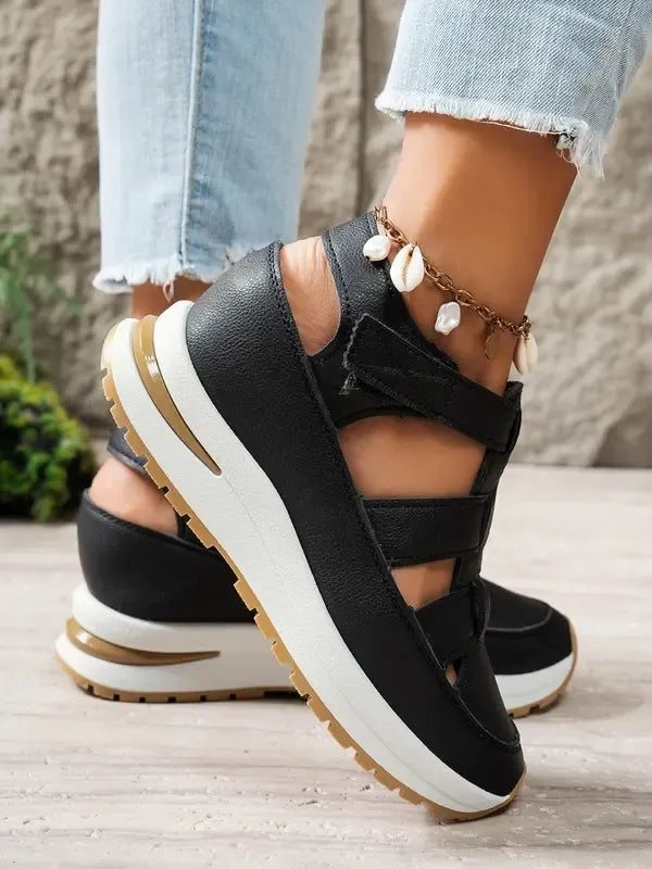 Sandales compensées confortables à bride Velcro pour femmes