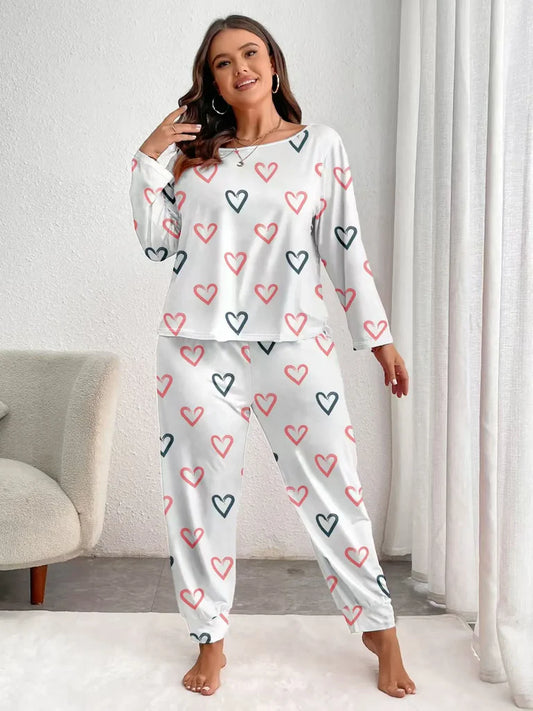 Ensemble de vêtements d'intérieur géométriques extensibles en coton pour femmes, grandes tailles