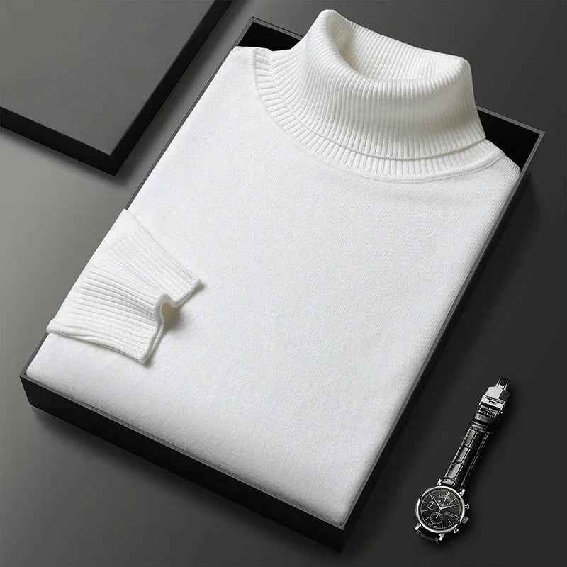 Pull à col roulé premium uni pour homme