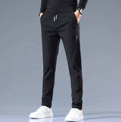 Pantalon slim droit pour homme en mélange de coton