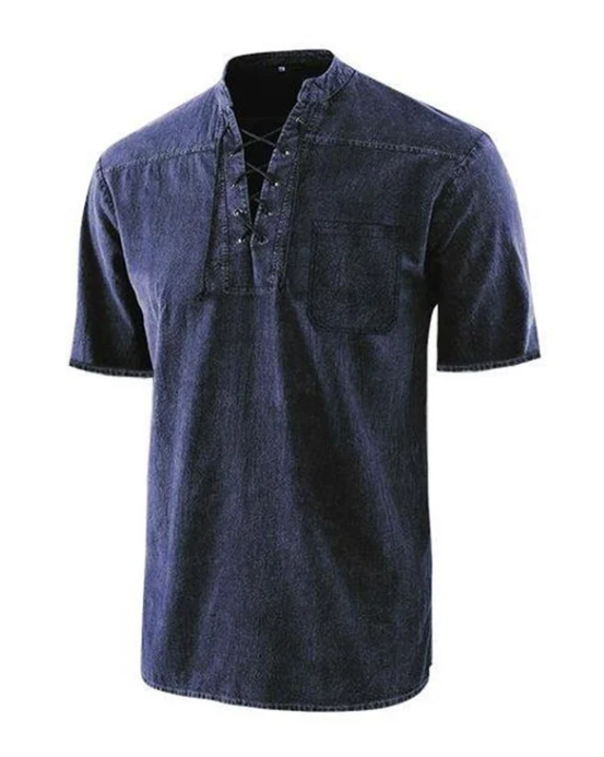 T-shirt d'été décontracté pour homme avec détails en dentelle vintage