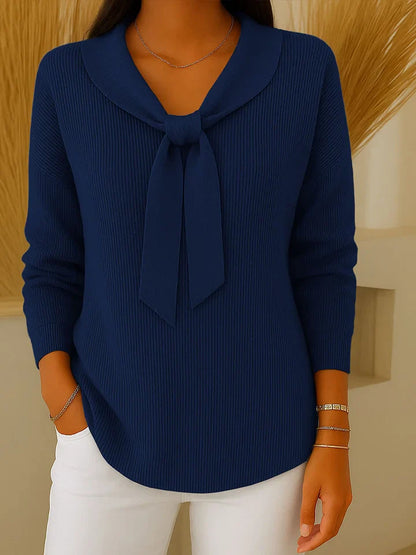 Pull Femme Uni à Liens avec Manches Longues