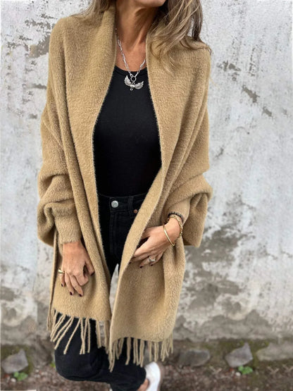 Manteau à manches longues pour femme avec franges, pour tous les jours
