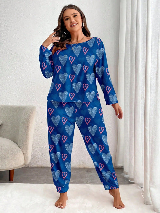 Ensemble de vêtements d'intérieur géométriques extensibles en coton pour femmes, grandes tailles