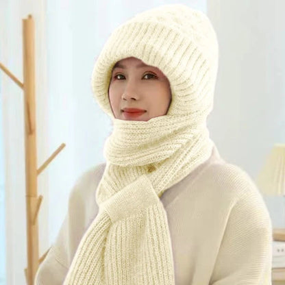 Bonnet et écharpe coupe-vent doublés en polaire pour femme avec protection des oreilles