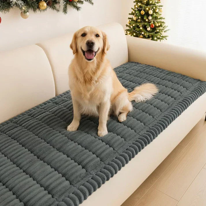 Housse de protection matelassée antidérapante en peluche pour canapé pour animaux de compagnie
