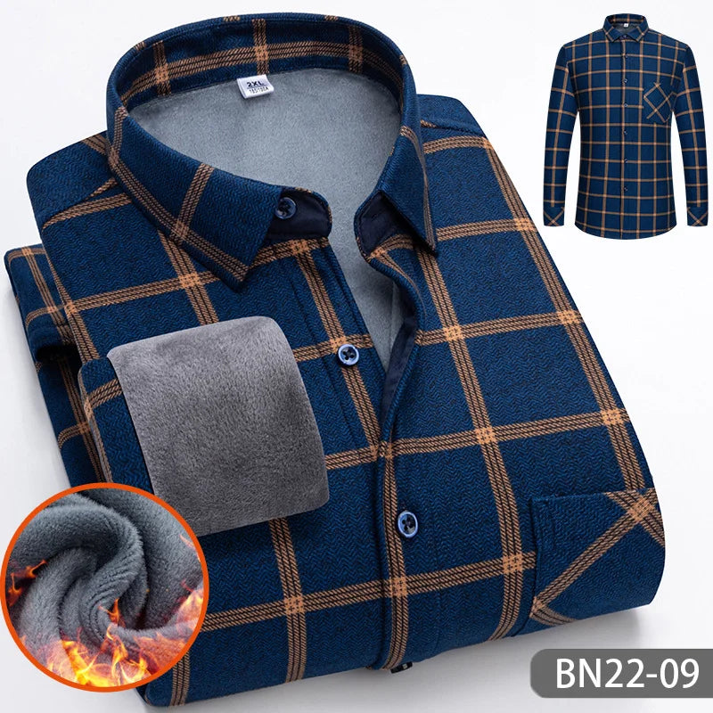 Chemise thermique doublée en polaire pour homme