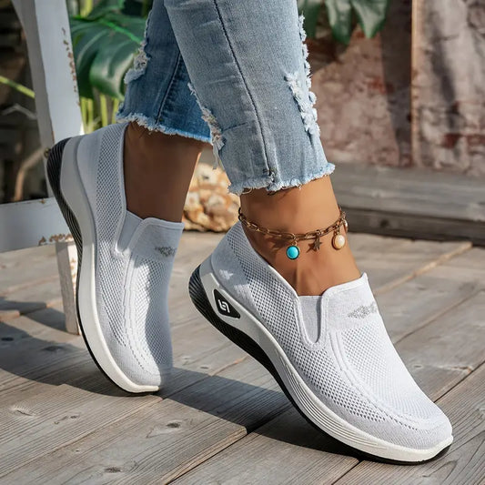 Chaussures de marche à enfiler en tricot pour femmes