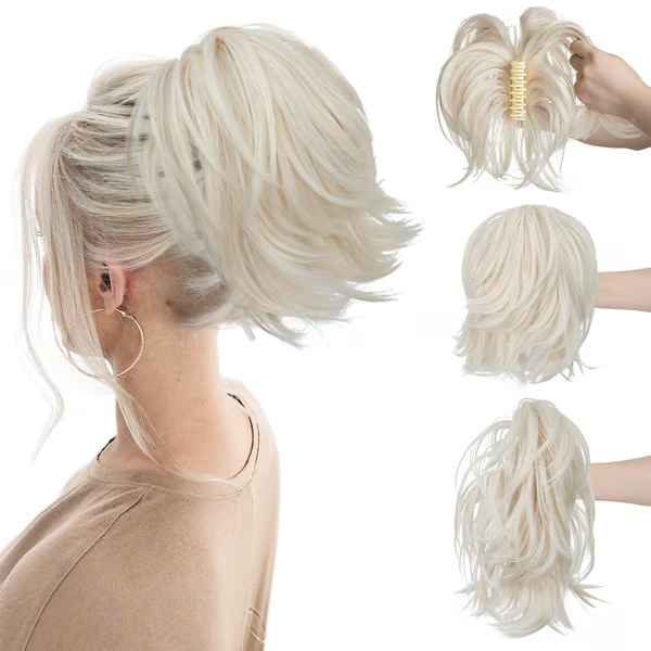 Postiche queue de cheval chignon haut avec pince à griffes synthétiques