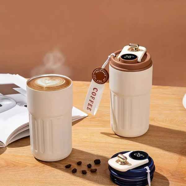 Mug de voyage intelligent en acier inoxydable de 450 ml avec affichage de la température