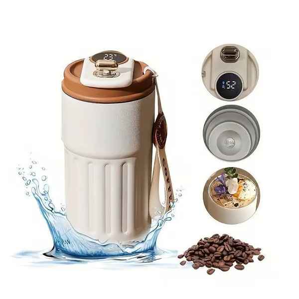 Mug de voyage intelligent en acier inoxydable de 450 ml avec affichage de la température