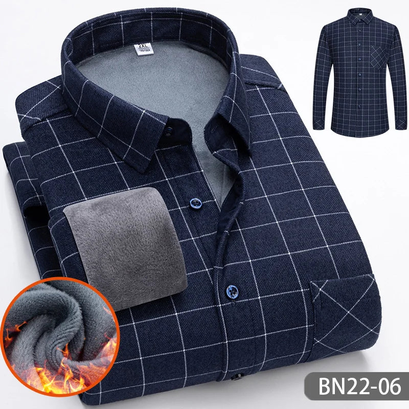 Chemise thermique doublée en polaire pour homme