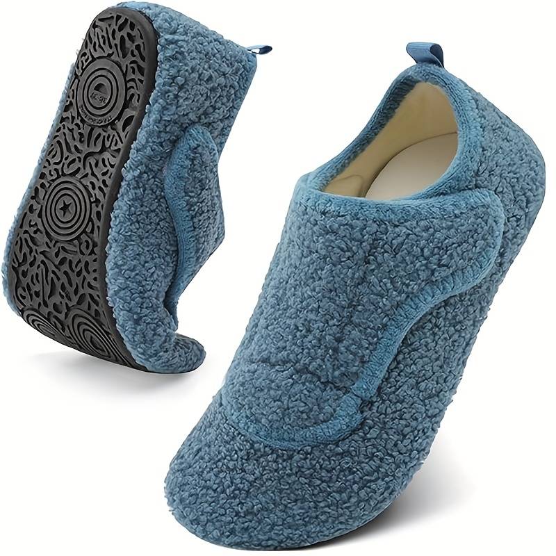 Pantoufles d'intérieur chaudes et ajustables pour femmes, coupe large