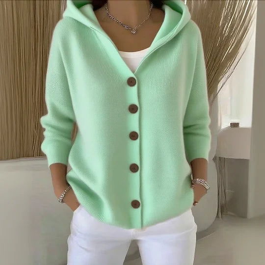 Cardigan à manches longues pour femme en coton doux, confortable et décontracté