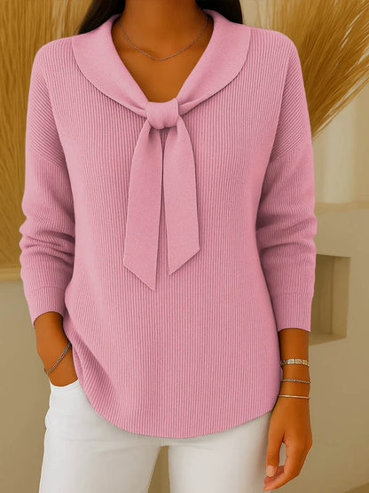 Pull Femme Uni à Liens avec Manches Longues
