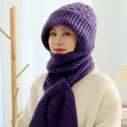 Bonnet et écharpe coupe-vent doublés en polaire pour femme avec protection des oreilles