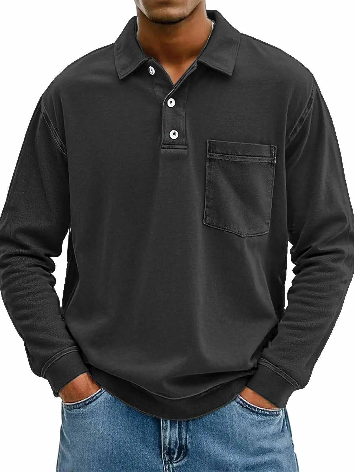 Chemise à manches longues pour homme avec poches