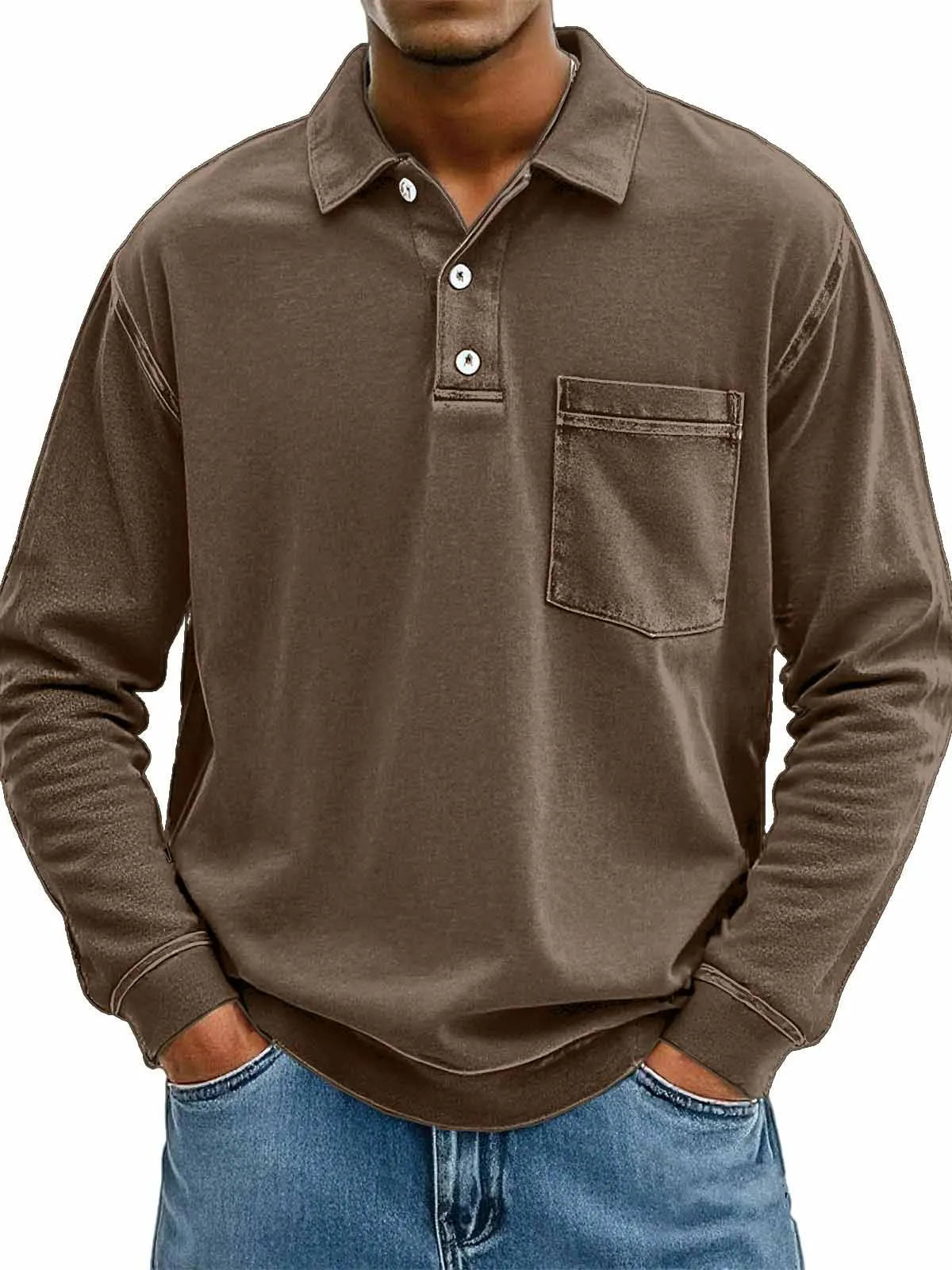 Chemise à manches longues pour homme avec poches