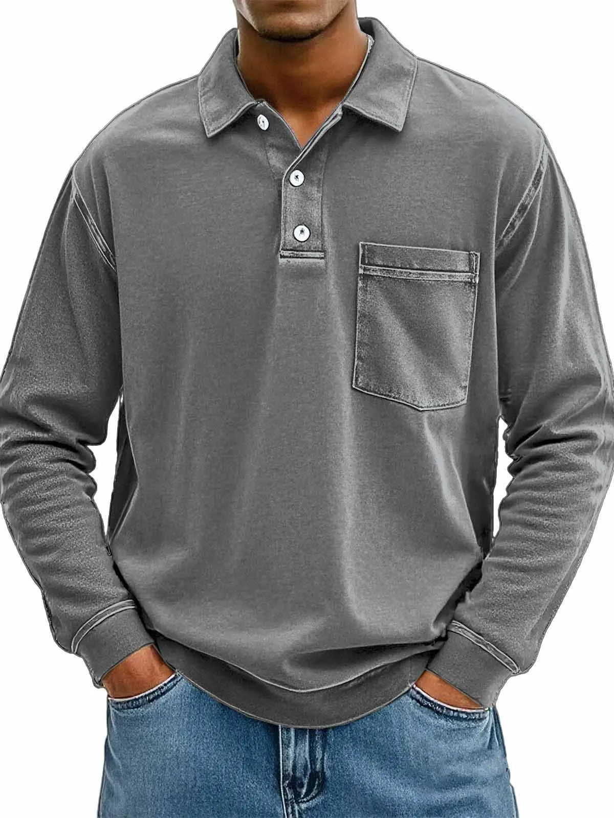 Chemise à manches longues pour homme avec poches