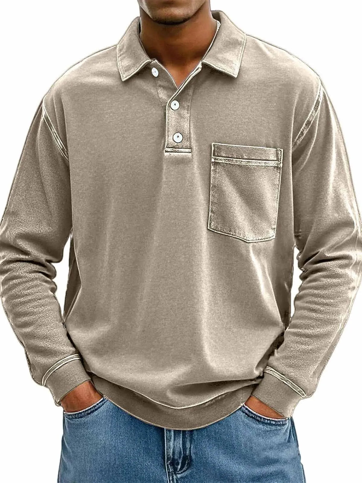 Chemise à manches longues pour homme avec poches
