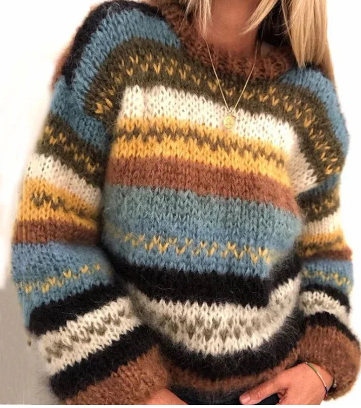 Pull en maille confortable à manches longues pour femme