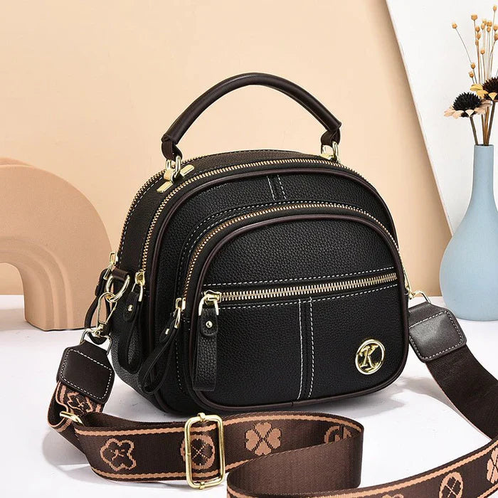 Sac Bandoulière Femme Classique en Similicuir PU à Compartiments Multiples