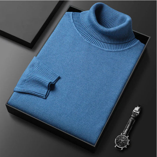 Pull à col roulé premium uni pour homme