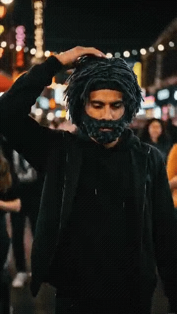 Perruque tricotée d'hiver et bonnet à barbe
